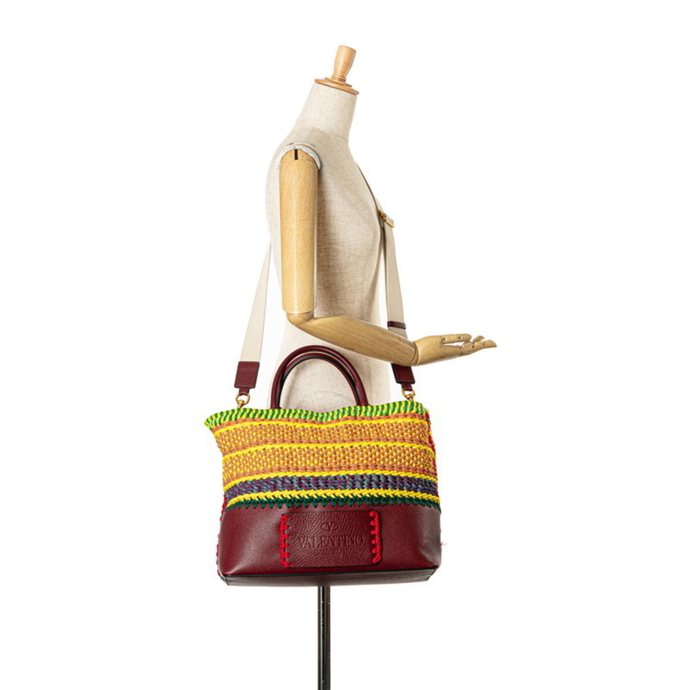 VALENTINO Shoulder Bag Bordeaux Multicolor Leather - Picture 8 of 8